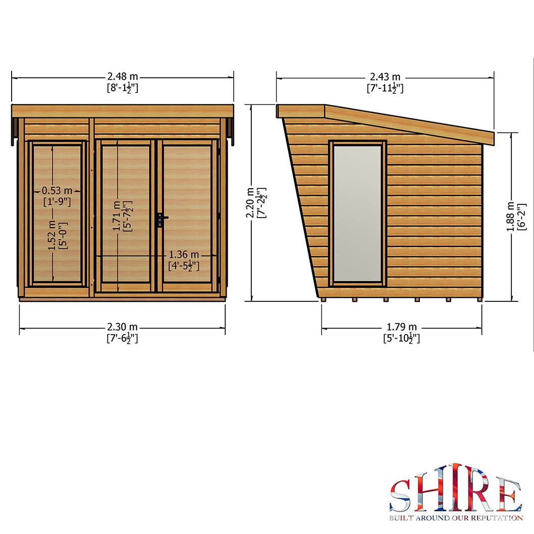Shire Highclere Double Door T&G Modern Wooden Summerhouse - JJ Building Materials