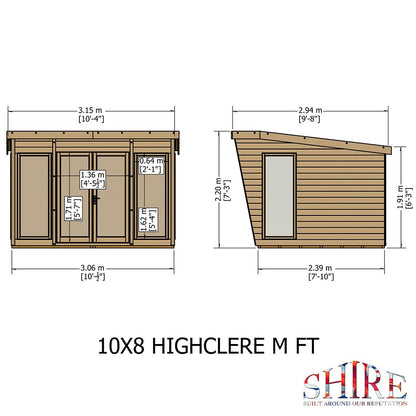 Shire Highclere Double Door T&G Modern Wooden Summerhouse - JJ Building Materials