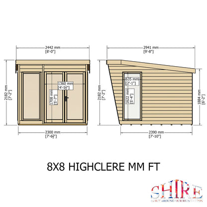 Shire Highclere Double Door T&G Modern Wooden Summerhouse - JJ Building Materials
