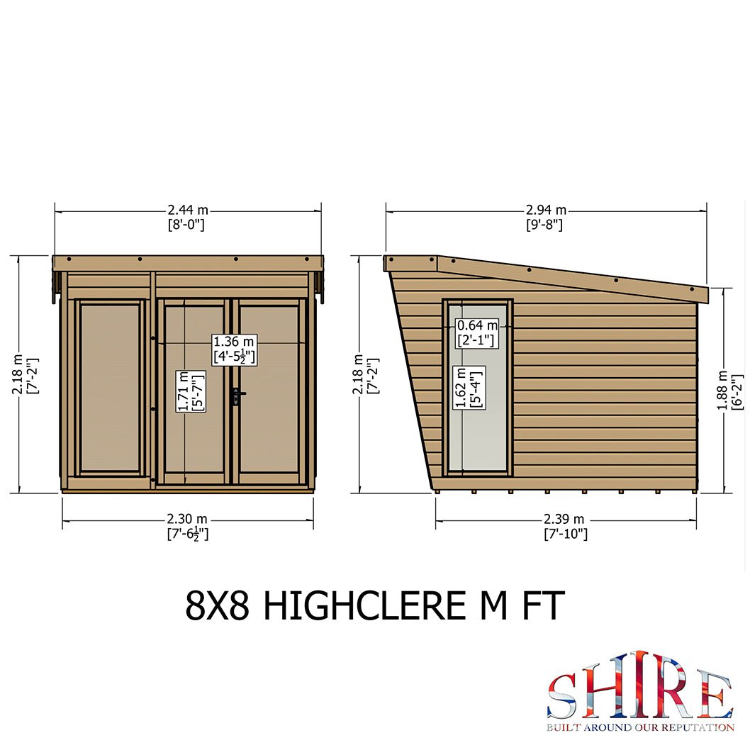 Shire Highclere Double Door T&G Modern Wooden Summerhouse - JJ Building Materials