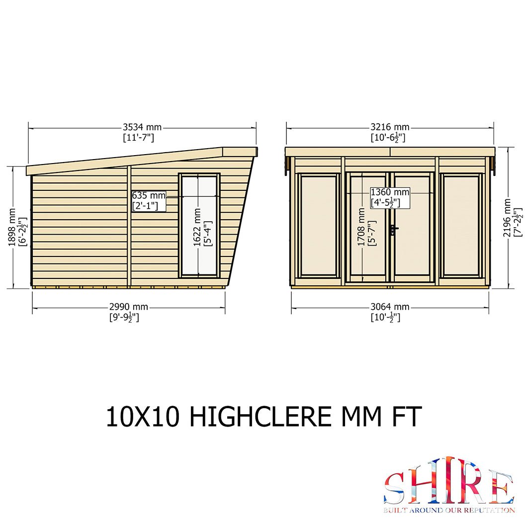 Shire Highclere Double Door T&G Modern Wooden Summerhouse - JJ Building Materials