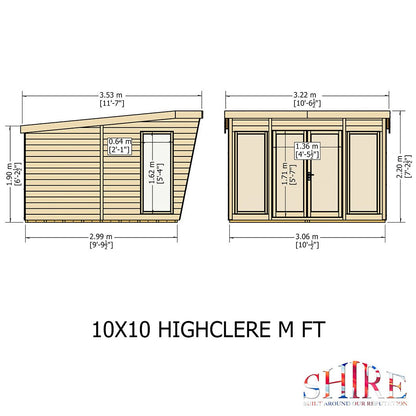 Shire Highclere Double Door T&G Modern Wooden Summerhouse - JJ Building Materials
