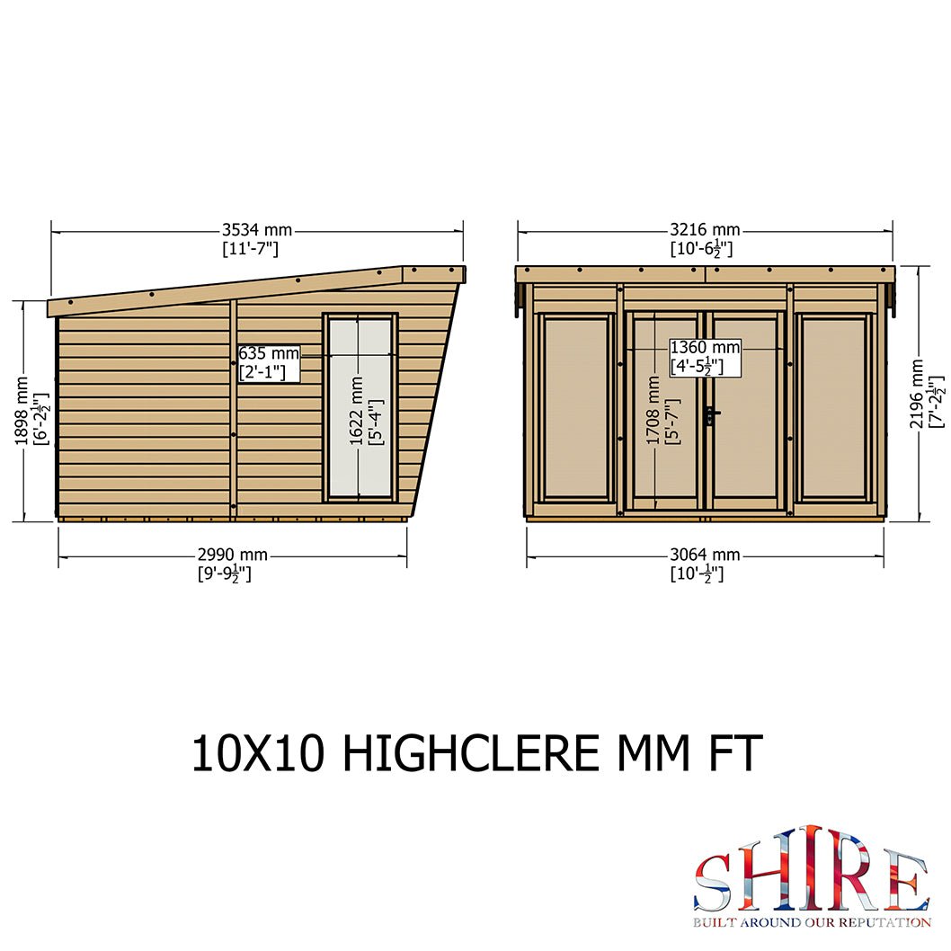 Shire Highclere Double Door T&G Modern Wooden Summerhouse - JJ Building Materials