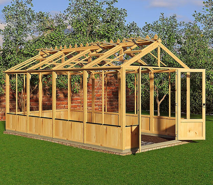 Shire Holkham Glazed Toughened Glass Greenhouse 8 x 16ft - JJ Building Materials