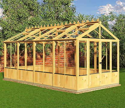 Shire Holkham Glazed Toughened Glass Greenhouse 8 x 16ft - JJ Building Materials