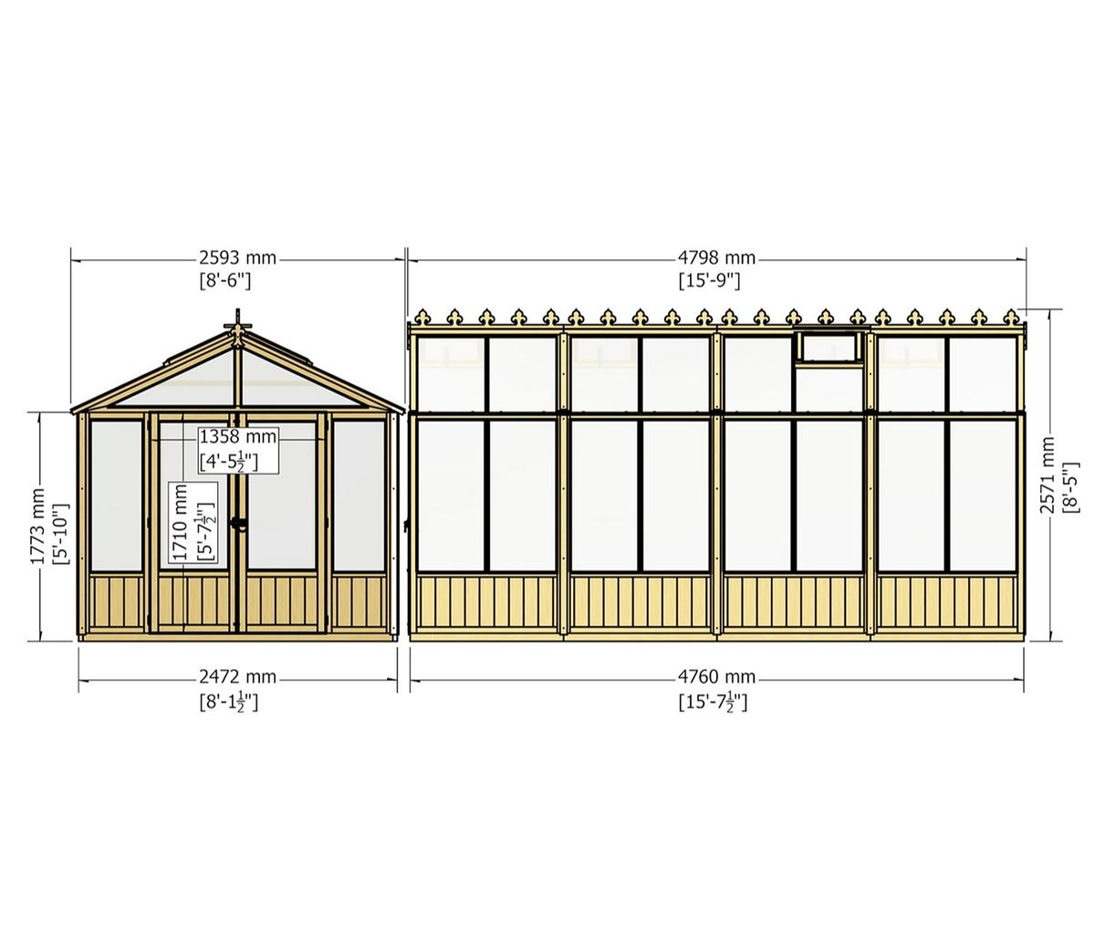 Shire Holkham Glazed Toughened Glass Greenhouse 8 x 16ft - JJ Building Materials