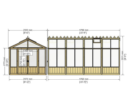 Shire Holkham Glazed Toughened Glass Greenhouse 8 x 16ft - JJ Building Materials
