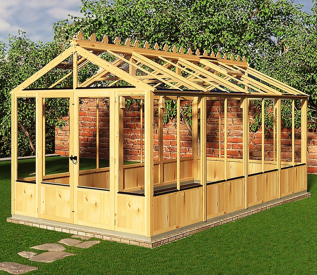 Shire Holkham Glazed Toughened Glass Greenhouse 8 x 16ft - JJ Building Materials