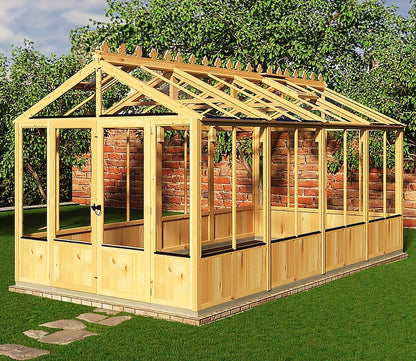 Shire Holkham Glazed Toughened Glass Greenhouse 8 x 16ft - JJ Building Materials