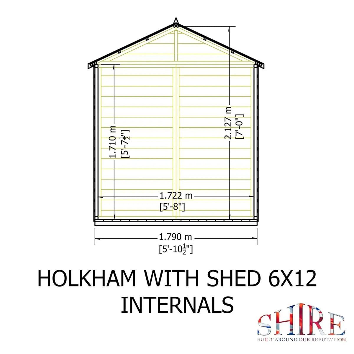 Shire Holkham Glazed Toughened Glass Greenhouse with Shed 6 x 12ft - JJ Building Materials