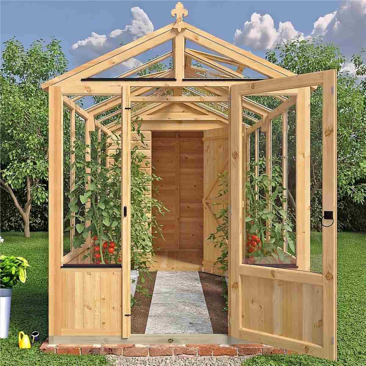 Shire Holkham Glazed Toughened Glass Greenhouse with Shed 6 x 12ft - JJ Building Materials