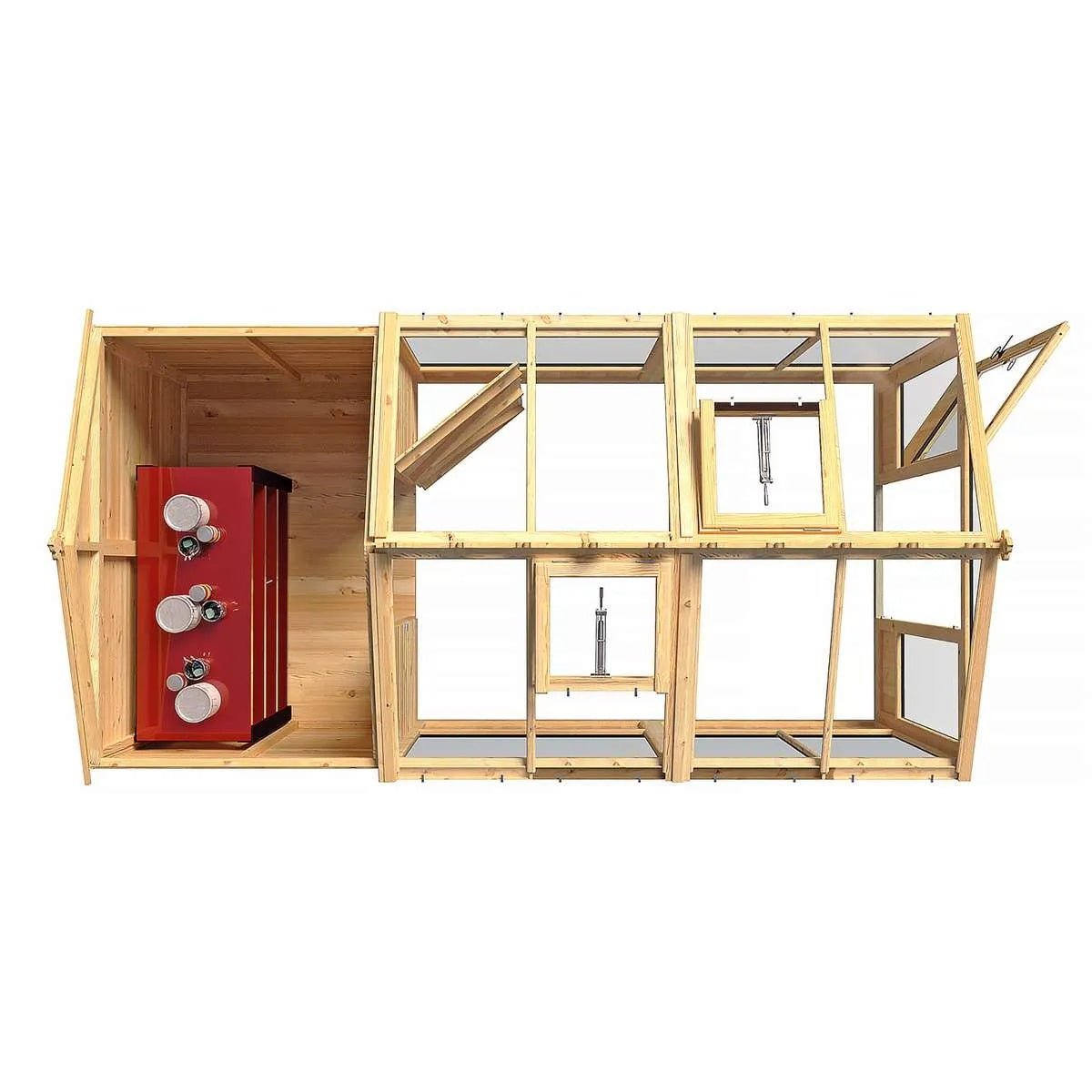 Shire Holkham Glazed Toughened Glass Greenhouse with Shed 6 x 12ft - JJ Building Materials