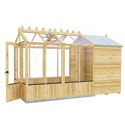Shire Holkham Glazed Toughened Glass Greenhouse with Shed 6 x 12ft - JJ Building Materials
