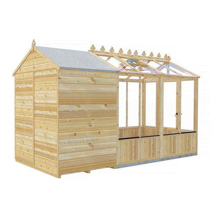 Shire Holkham Glazed Toughened Glass Greenhouse with Shed 6 x 12ft - JJ Building Materials