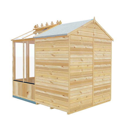 Shire Holkham Glazed Toughened Glass Greenhouse with Shed 6 x 8ft - JJ Building Materials
