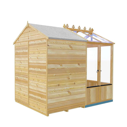 Shire Holkham Glazed Toughened Glass Greenhouse with Shed 6 x 8ft - JJ Building Materials
