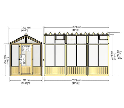 Shire Holkham Wooden 6 x 12ft Greenhouse - JJ Building Materials