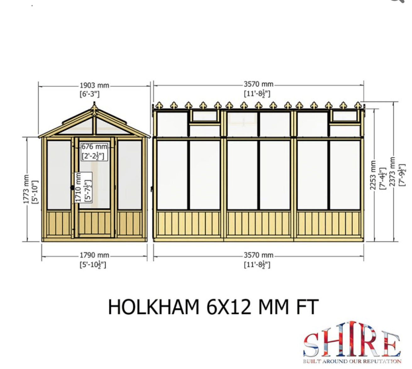 Shire Holkham Wooden 6 x 12ft Greenhouse - JJ Building Materials