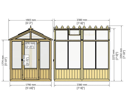 Shire Holkham Wooden 6 x 8ft Greenhouse - JJ Building Materials