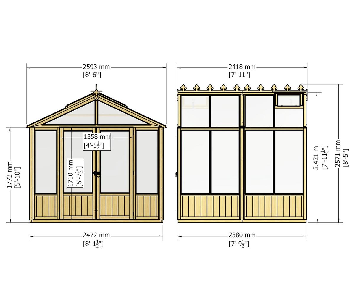 Shire Holkham Wooden Apex Greenhouse 8 x 8ft - JJ Building Materials