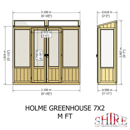 Shire Holme Wooden 7 x 3ft Greenhouse - JJ Building Materials