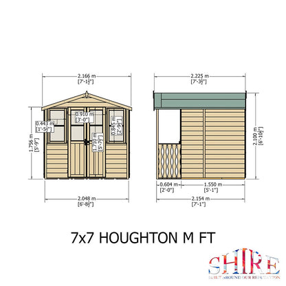Shire Houghton 7x7ft Double Door T&G Wooden Summerhouse - JJ Building Materials