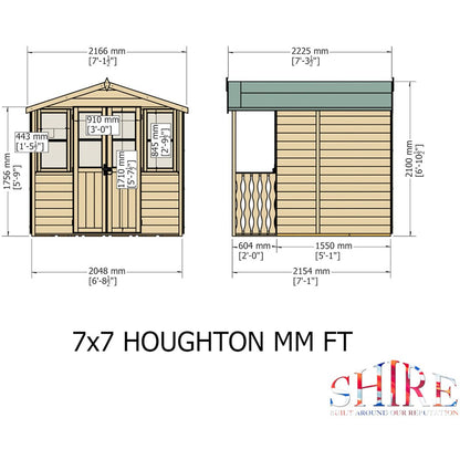 Shire Houghton 7x7ft Double Door T&G Wooden Summerhouse - JJ Building Materials