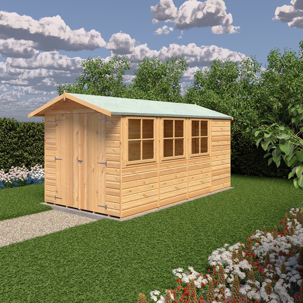 Shire Jersey 7x13ft T&G Double Door Apex Wooden Shed - JJ Building Materials