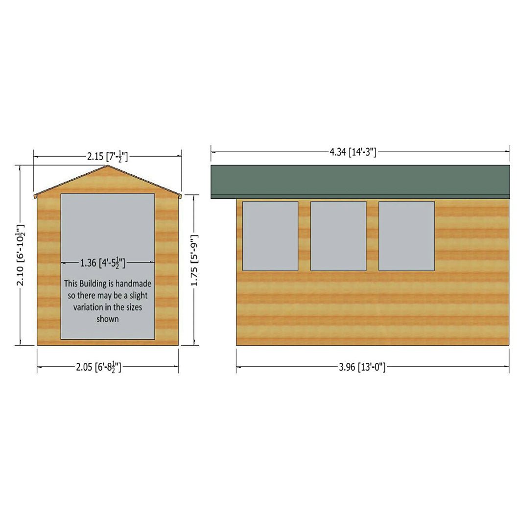 Shire Jersey 7x13ft T&G Double Door Apex Wooden Shed - JJ Building Materials