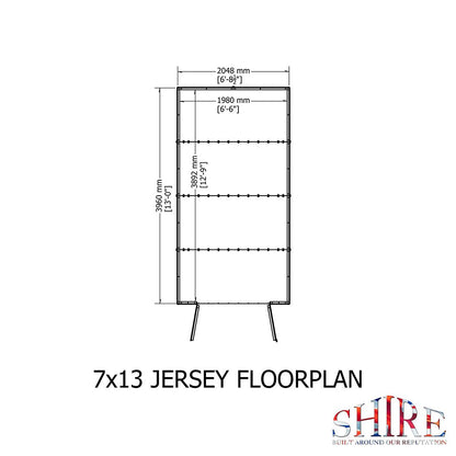 Shire Jersey 7x13ft T&G Double Door Apex Wooden Shed - JJ Building Materials