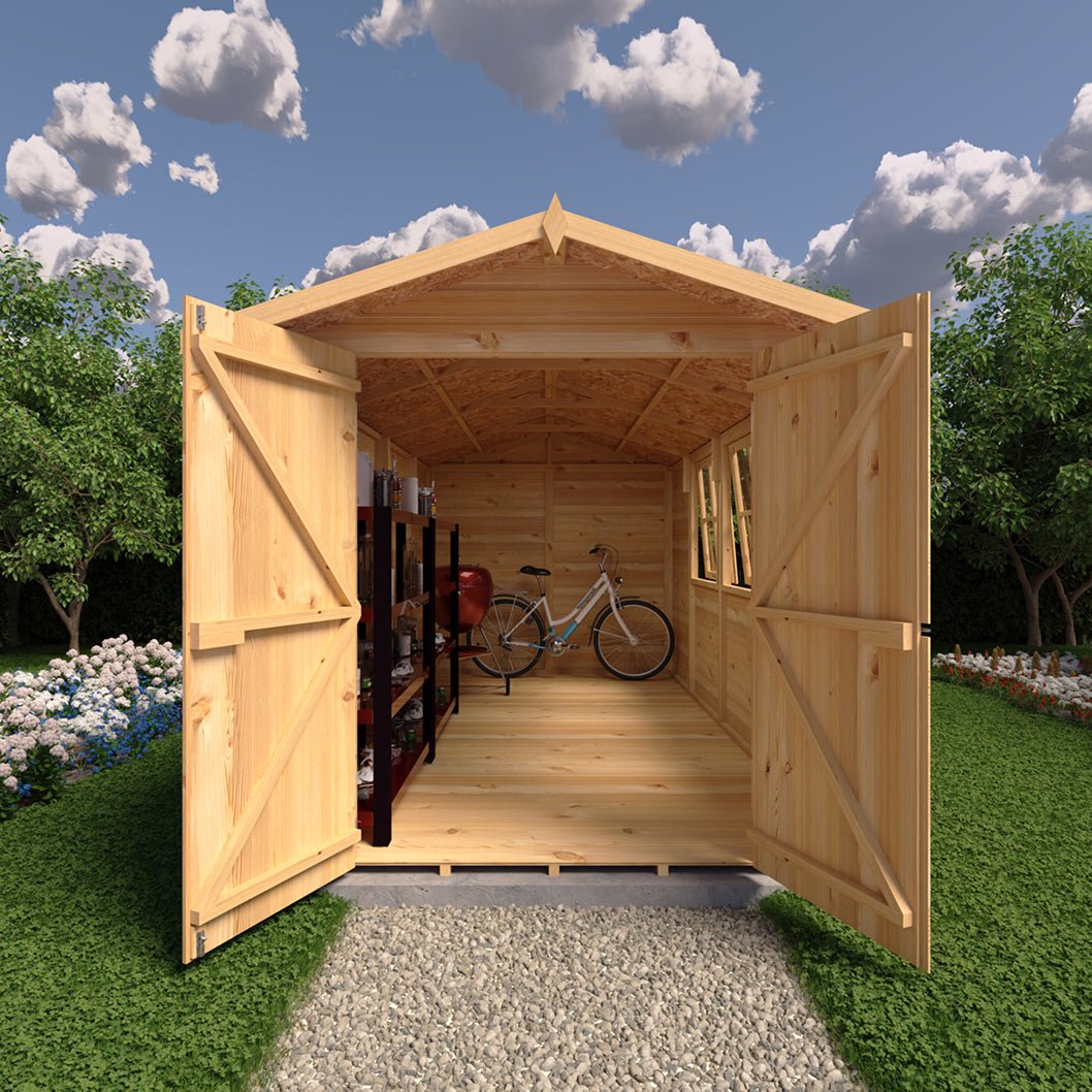 Shire Jersey 7x13ft T&G Double Door Apex Wooden Shed - JJ Building Materials