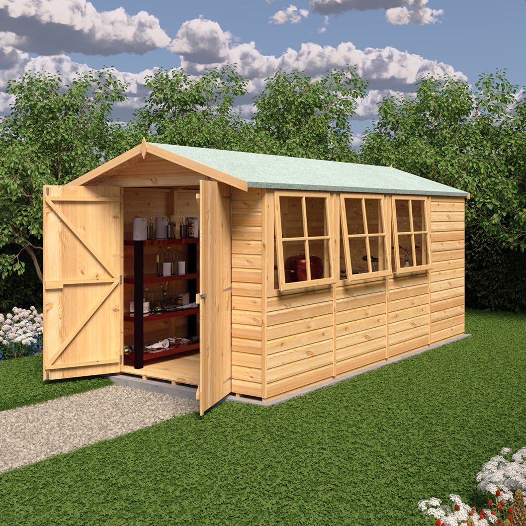 Shire Jersey 7x13ft T&G Double Door Apex Wooden Shed - JJ Building Materials