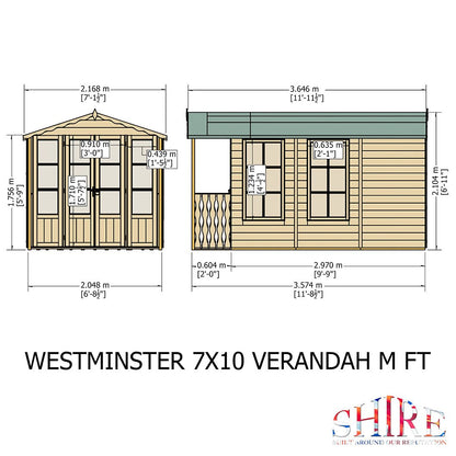 Shire Kensington 7x10ft Double Door T&G Wooden Summerhouse - JJ Building Materials