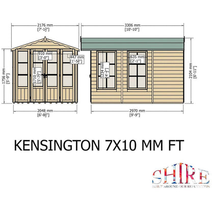 Shire Kensington 7x10ft Double Door T&G Wooden Summerhouse - JJ Building Materials