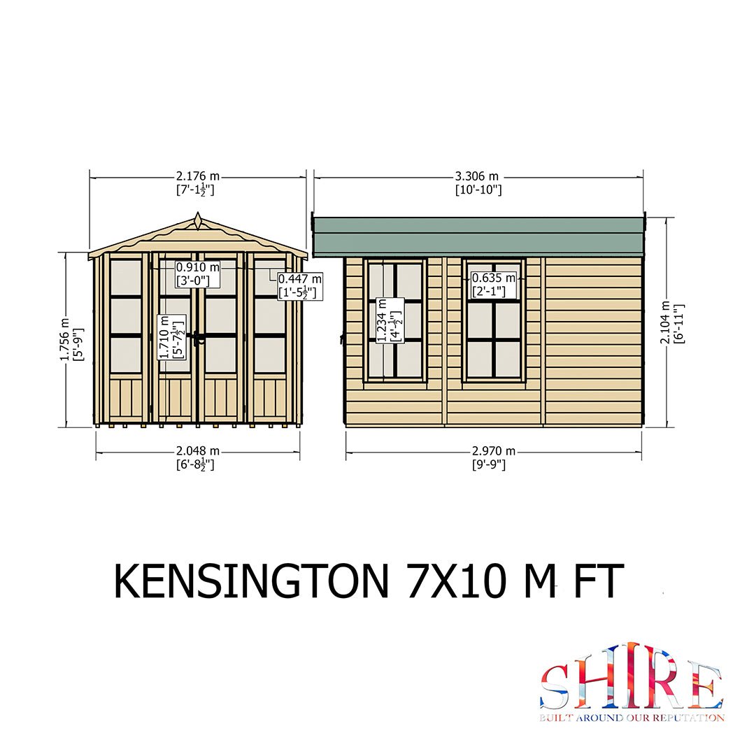 Shire Kensington 7x10ft Double Door T&G Wooden Summerhouse - JJ Building Materials