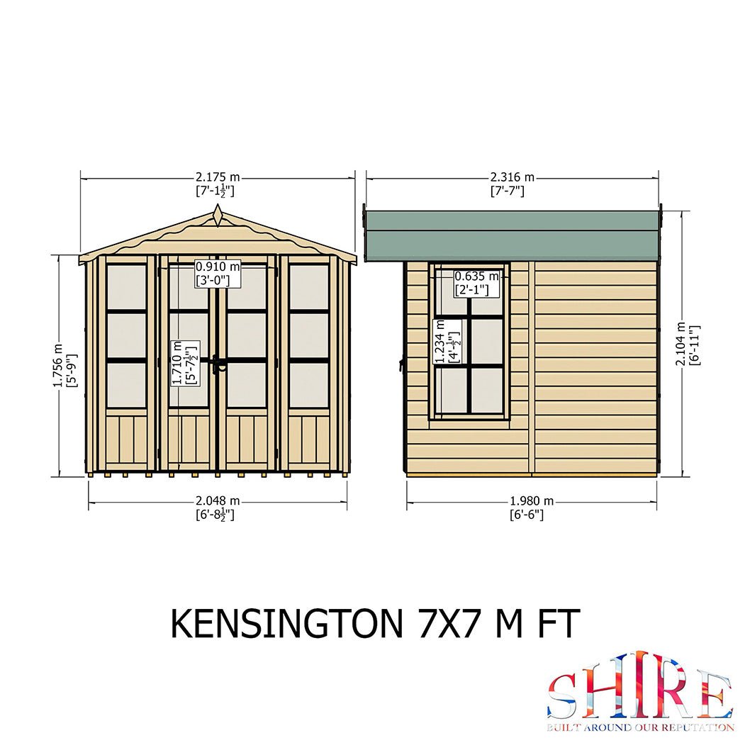 Shire Kensington 7x7ft Double Door T&G Wooden Summerhouse - JJ Building Materials