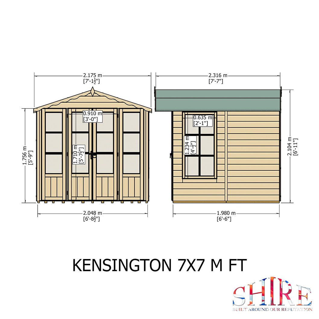 Shire Kensington 7x7ft Double Door T&G Wooden Summerhouse - JJ Building Materials