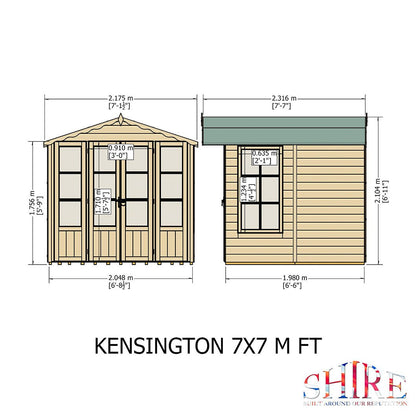 Shire Kensington 7x7ft Double Door T&G Wooden Summerhouse - JJ Building Materials