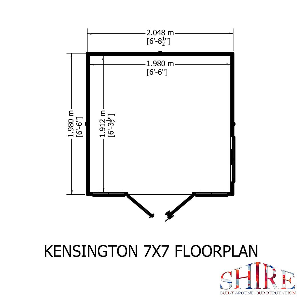 Shire Kensington 7x7ft Double Door T&G Wooden Summerhouse - JJ Building Materials