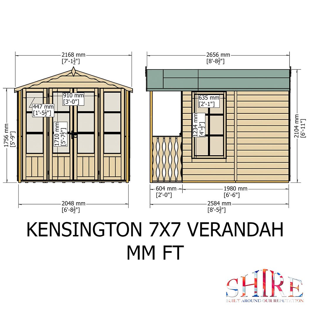 Shire Kensington 7x7ft Double Door T&G Wooden Summerhouse - JJ Building Materials