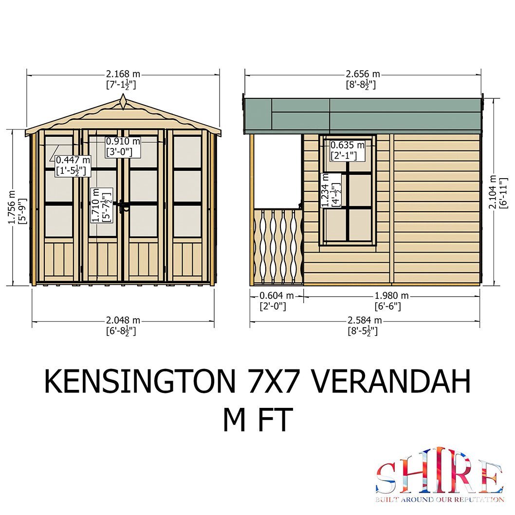 Shire Kensington 7x7ft Double Door T&G Wooden Summerhouse - JJ Building Materials