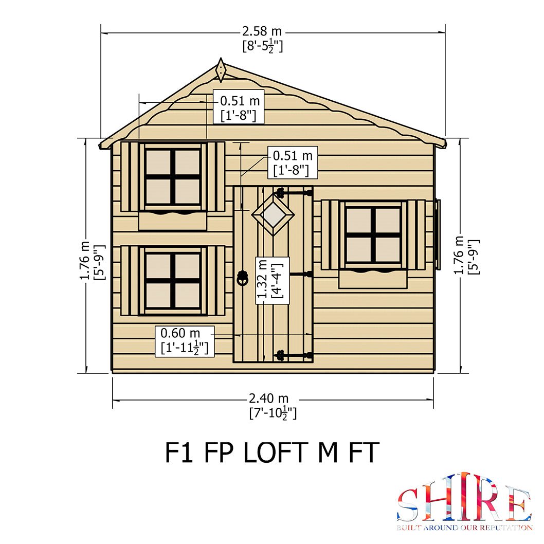 Shire Loft 8x6ft Kids Playhouse - JJ Building Materials