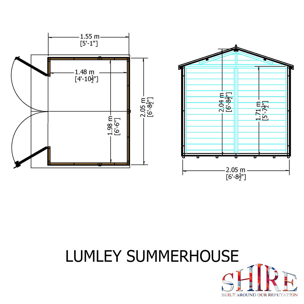 Shire Lumley 7x7ft Double Door Wooden Summerhouse - JJ Building Materials