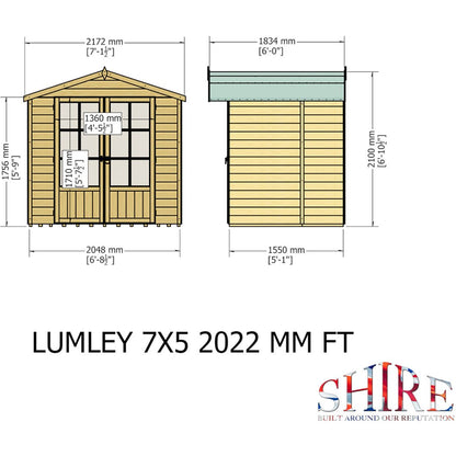Shire Lumley 7x7ft Double Door Wooden Summerhouse - JJ Building Materials