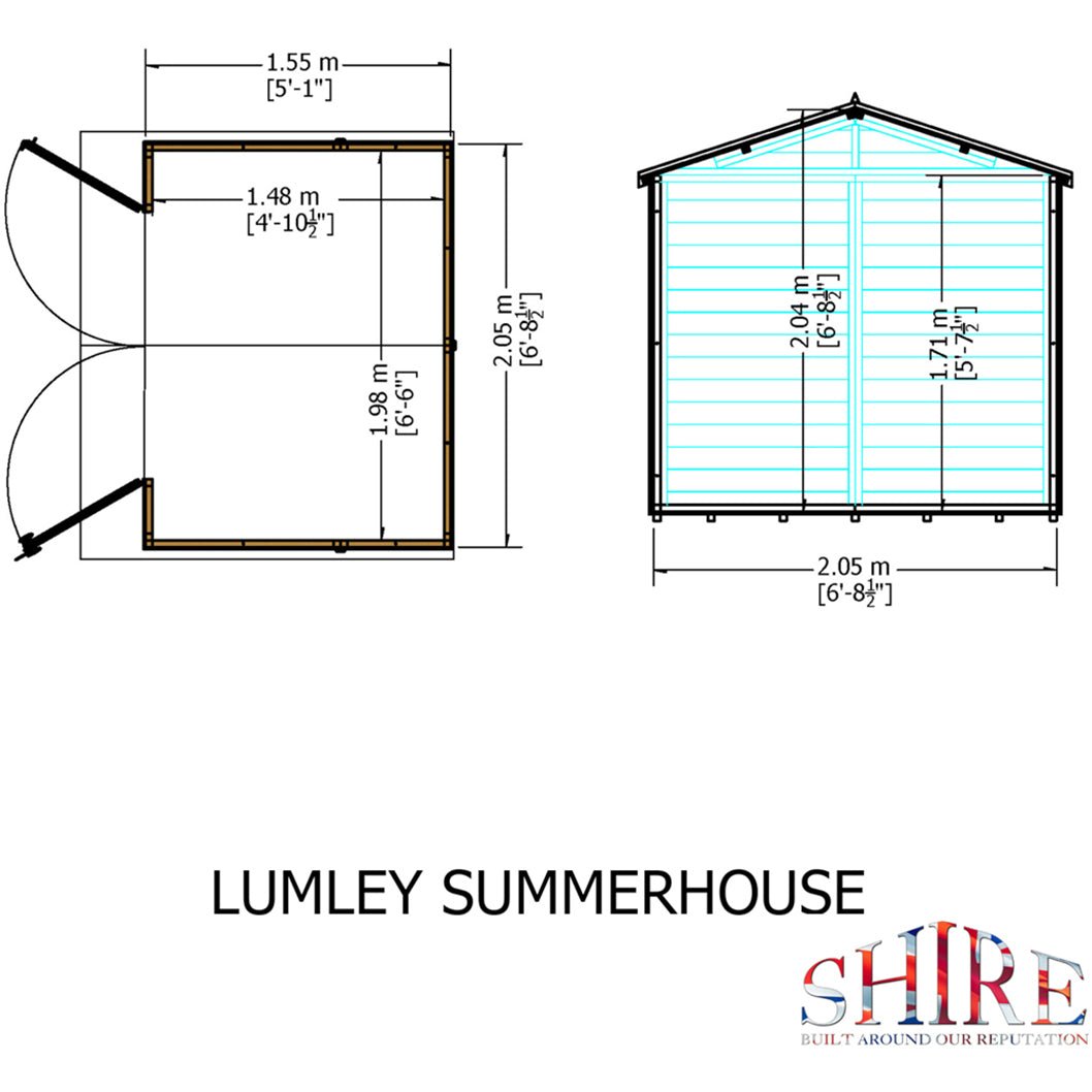 Shire Lumley 7x7ft Double Door Wooden Summerhouse - JJ Building Materials