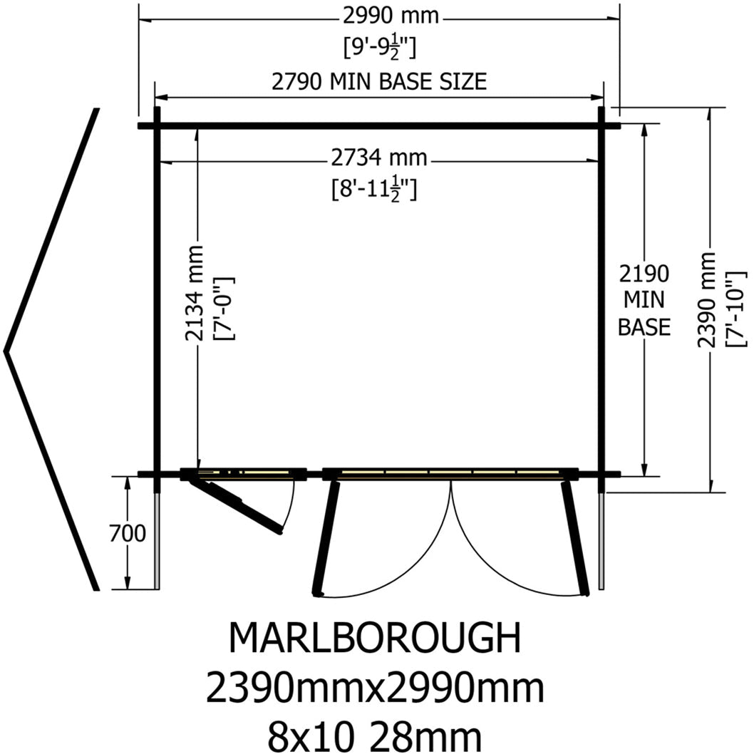 Shire Marlborough Log Cabin With 28mm Log Thickness - JJ Building Materials