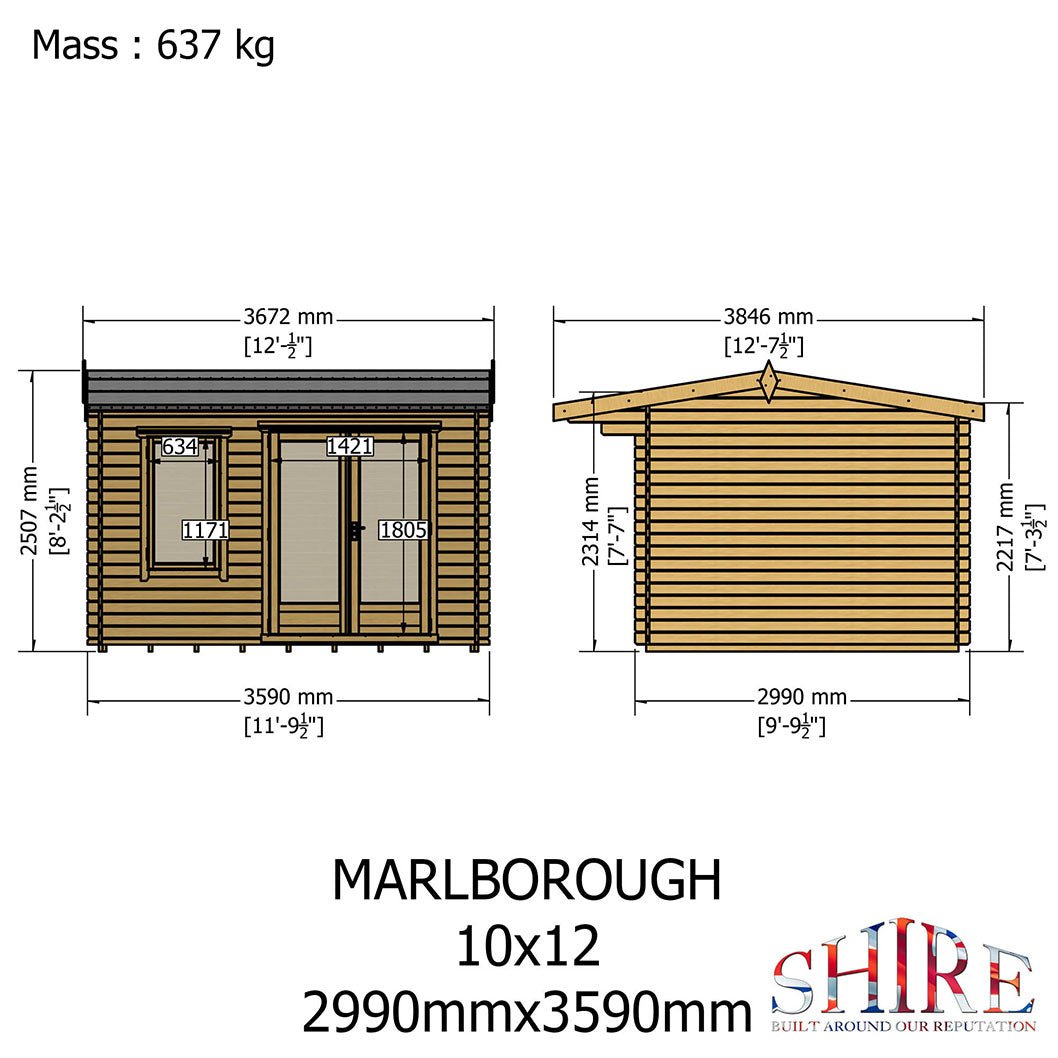 Shire Marlborough Log Cabin With 28mm Log Thickness - JJ Building Materials