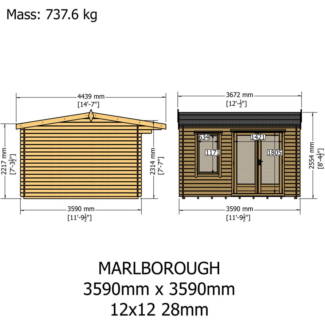 Shire Marlborough Log Cabin With 28mm Log Thickness - JJ Building Materials