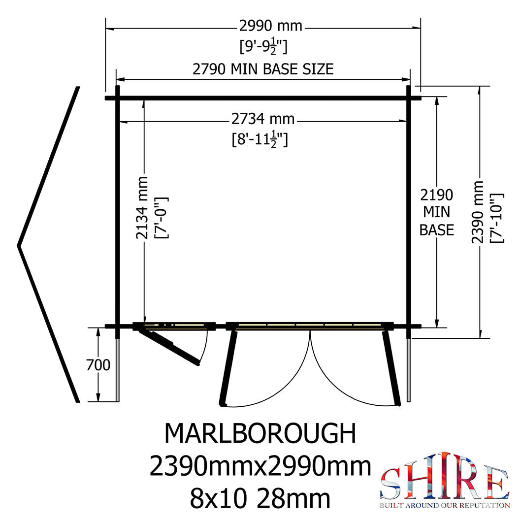 Shire Marlborough Log Cabin With 28mm Log Thickness - JJ Building Materials
