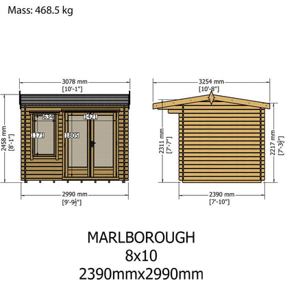 Shire Marlborough Log Cabin With 28mm Log Thickness - JJ Building Materials